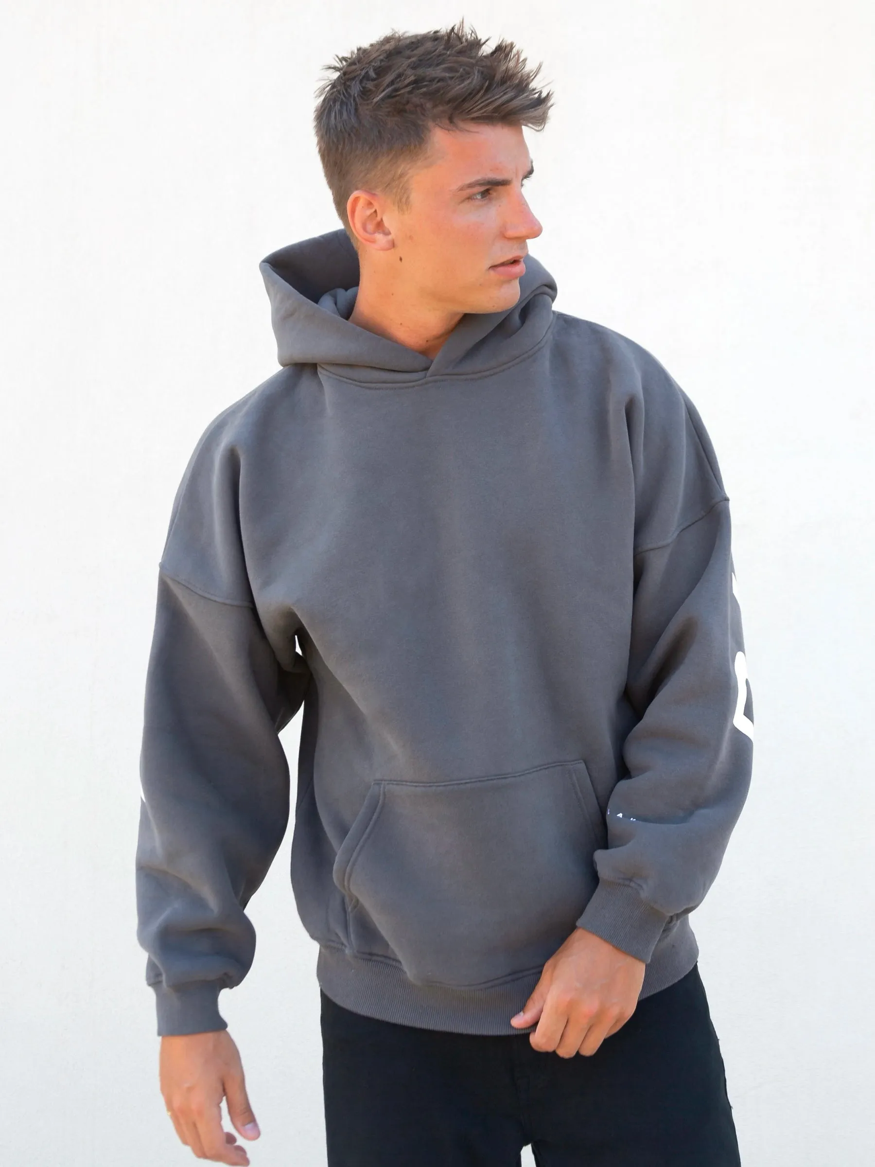 Athletic Fit Idris Oversized Hoodie - Charcoal