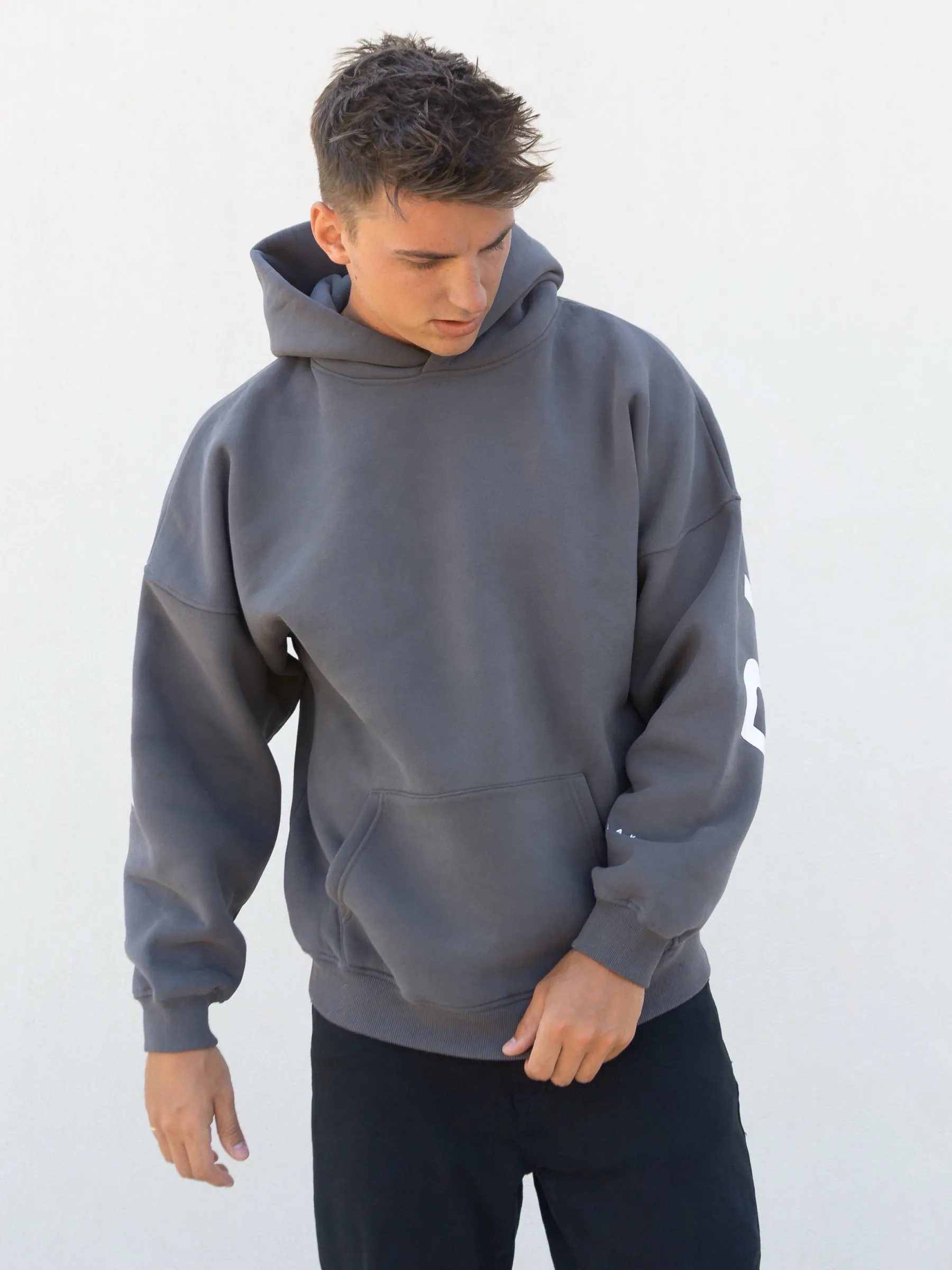 Statement Sleeves Idris Oversized Hoodie - Charcoal