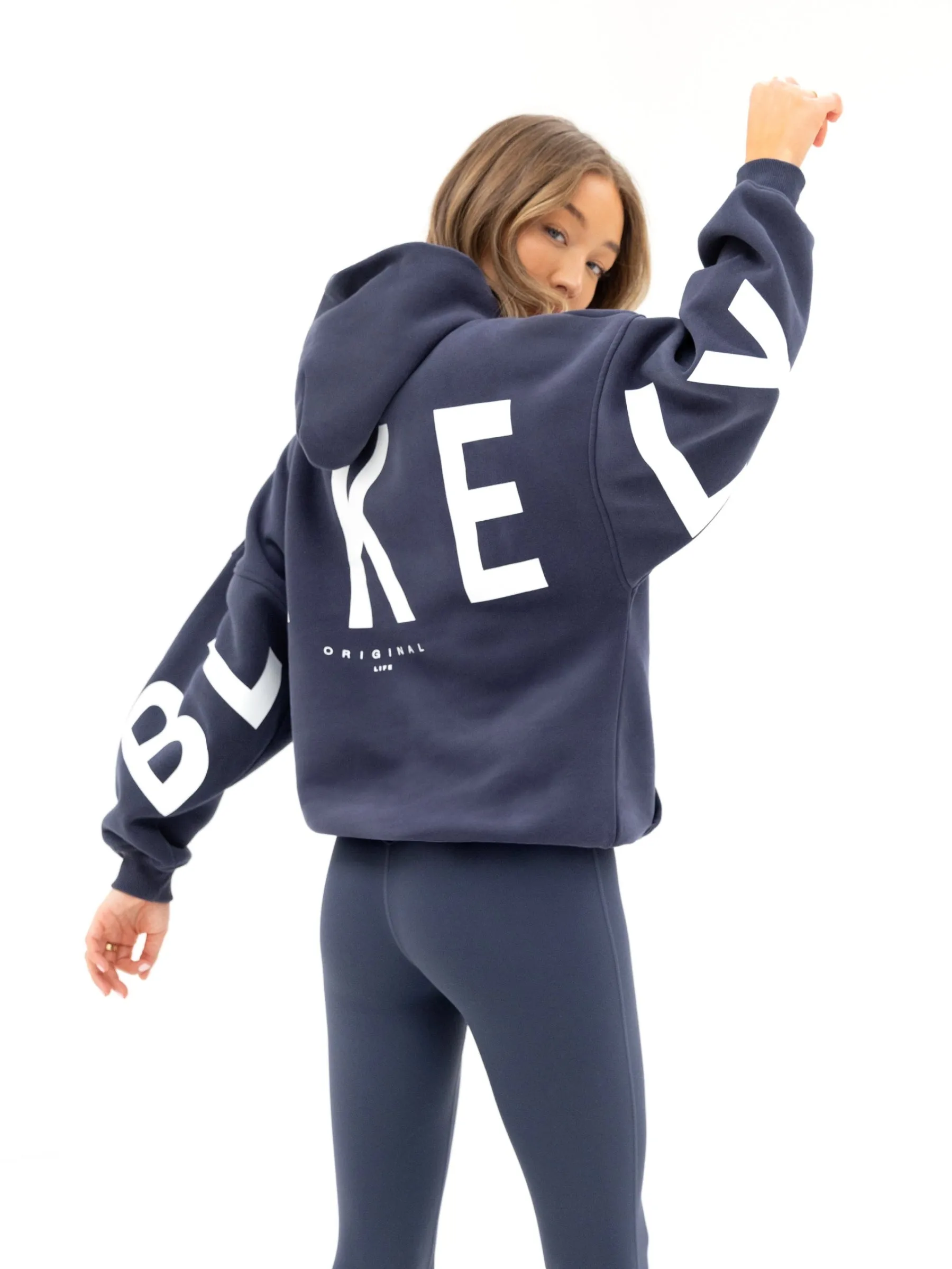 Beaded embellishments Isabel Oversized Hoodie - True Navy