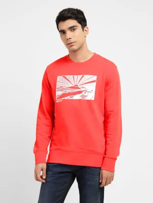 Men's Graphic Print Crew Neck Sweatshirt Red Affordable Coffee Lover