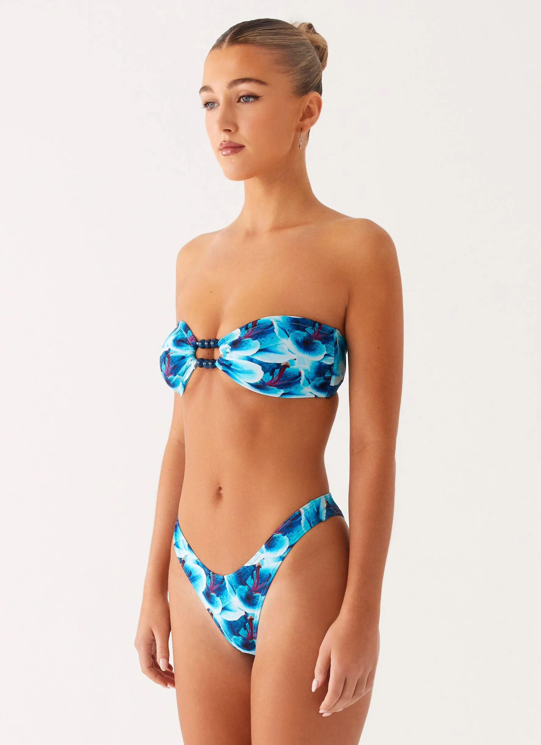 Cuba Bikini Bottoms - Turquoise Floral Weekend Outing Stackable Storage Design
