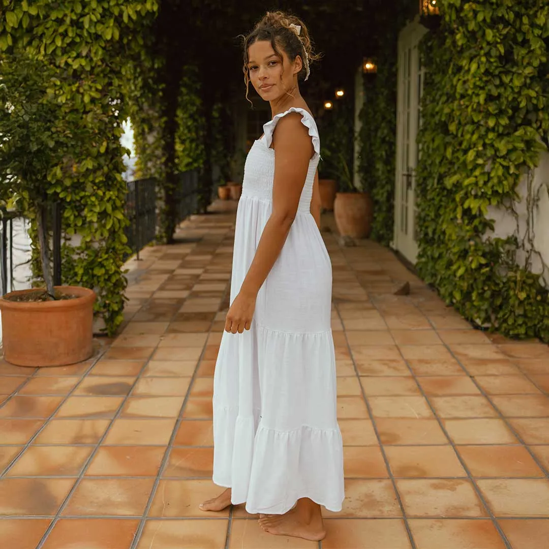 Verse Dress, White NonRestrictiveCut AntiPilling Surface
