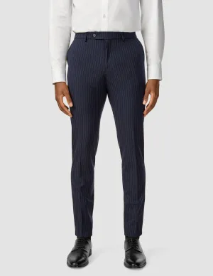 Essential Suit Pants Slim Navy Pinstripe Quick Dry Fabric Adjustable drawstring