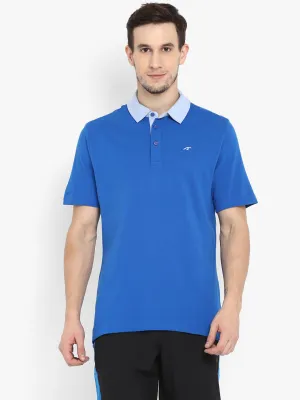 Lightweight Knit Performance Wear ALCIS Men Solid Blue Polo T-Shirt