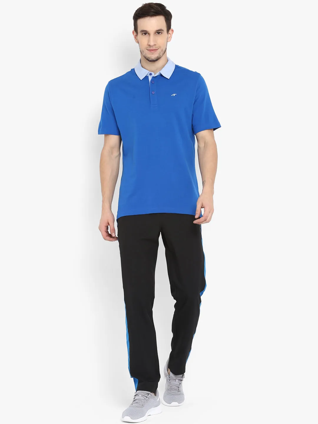 Seamless Side Panels ALCIS Men Solid Blue Polo T-Shirt