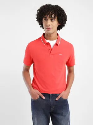 Contrast Trim Detail Men's Solid Polo T-Shirt
