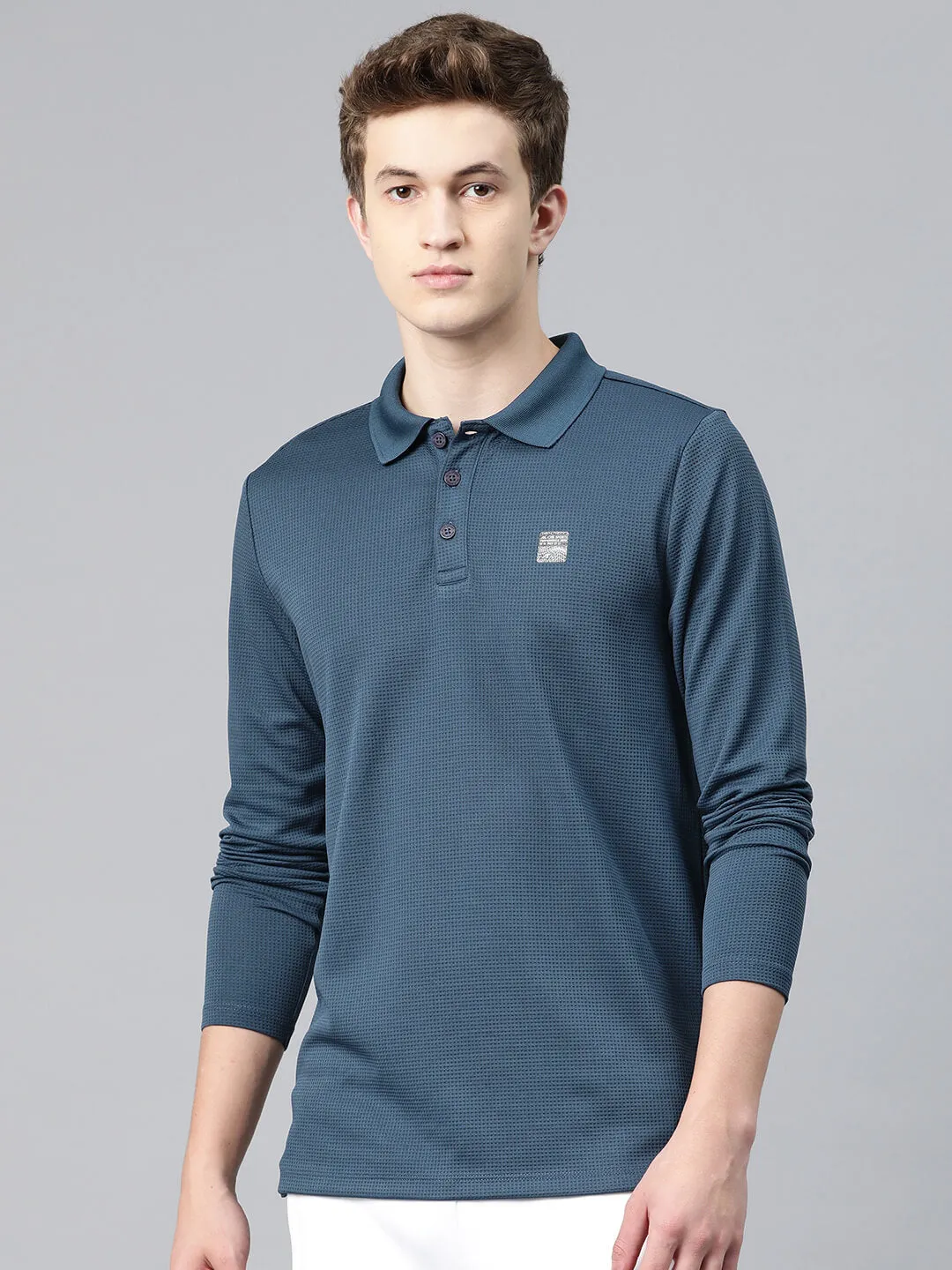 Alcis Men Polo Collar Anti Static Slim Fit T-shirt Urban Casual Button Down Collar