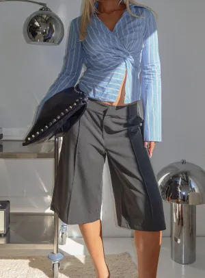 Low Care Munro Tailored Longline Shorts Grey