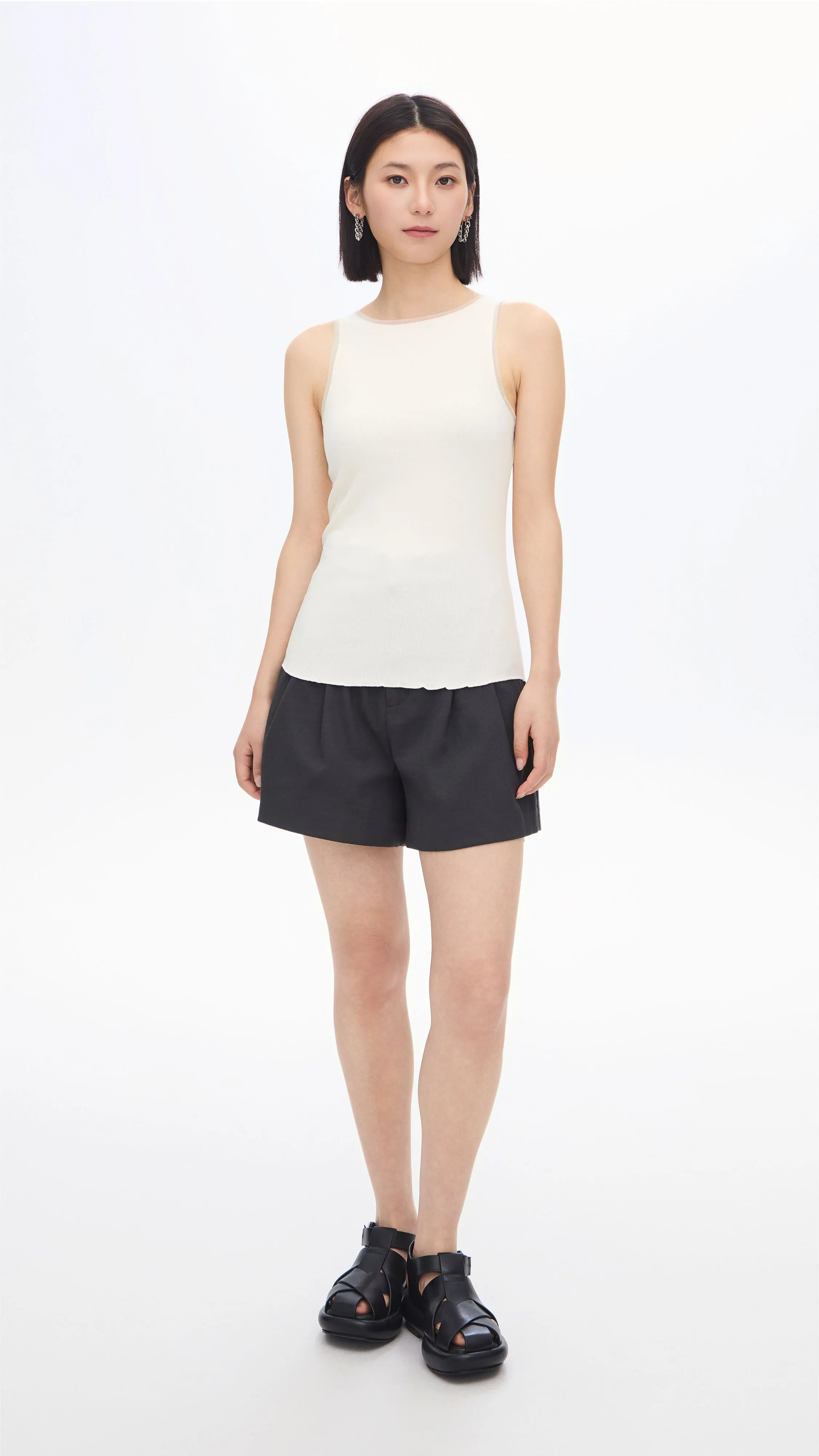 LowMaintenance Material Clean Fit Pleated Shorts