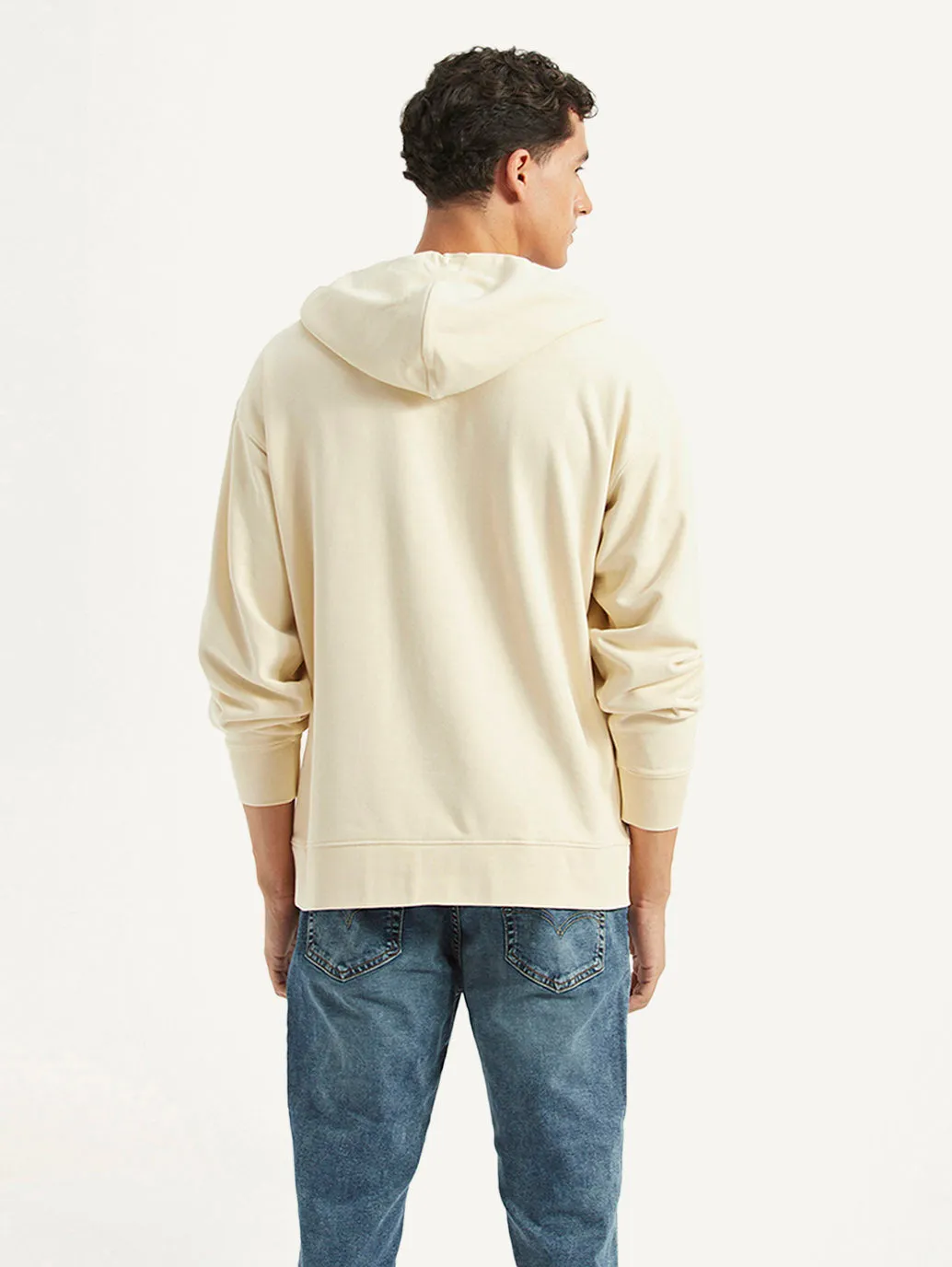Men's Printed Beige Sweatshirt Multi Panel Construction