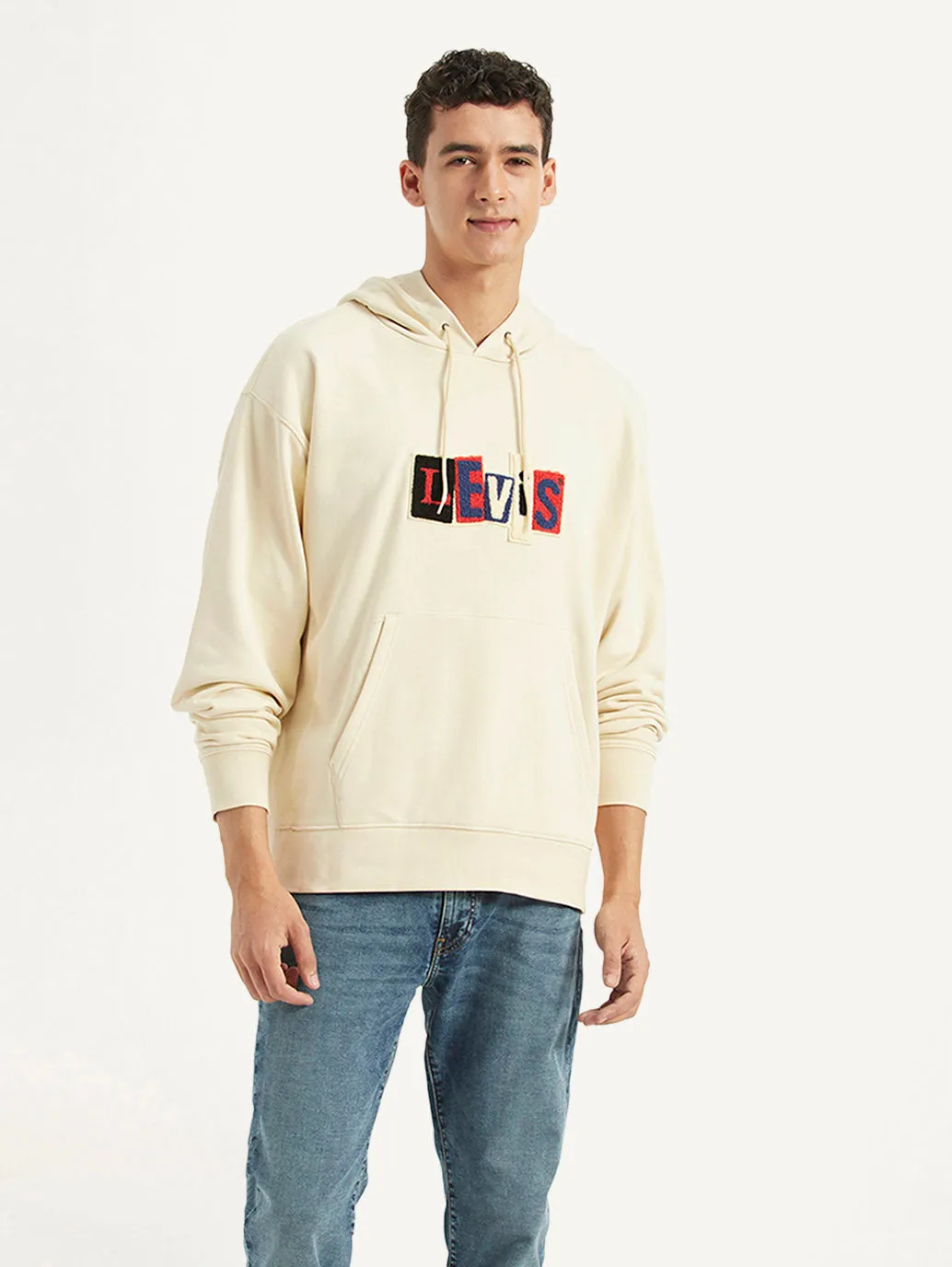 Men's Printed Beige Sweatshirt Floral Motif