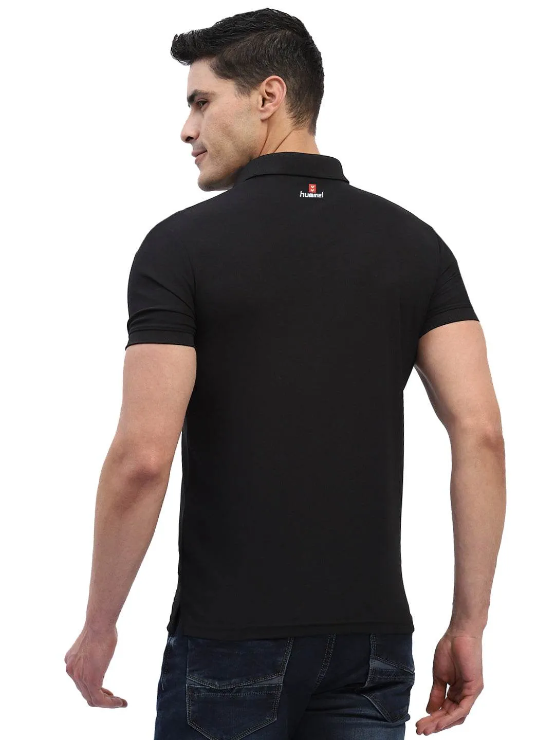 Relax Vibe Hummel Men Jaye Black Golf Polo Tshirt