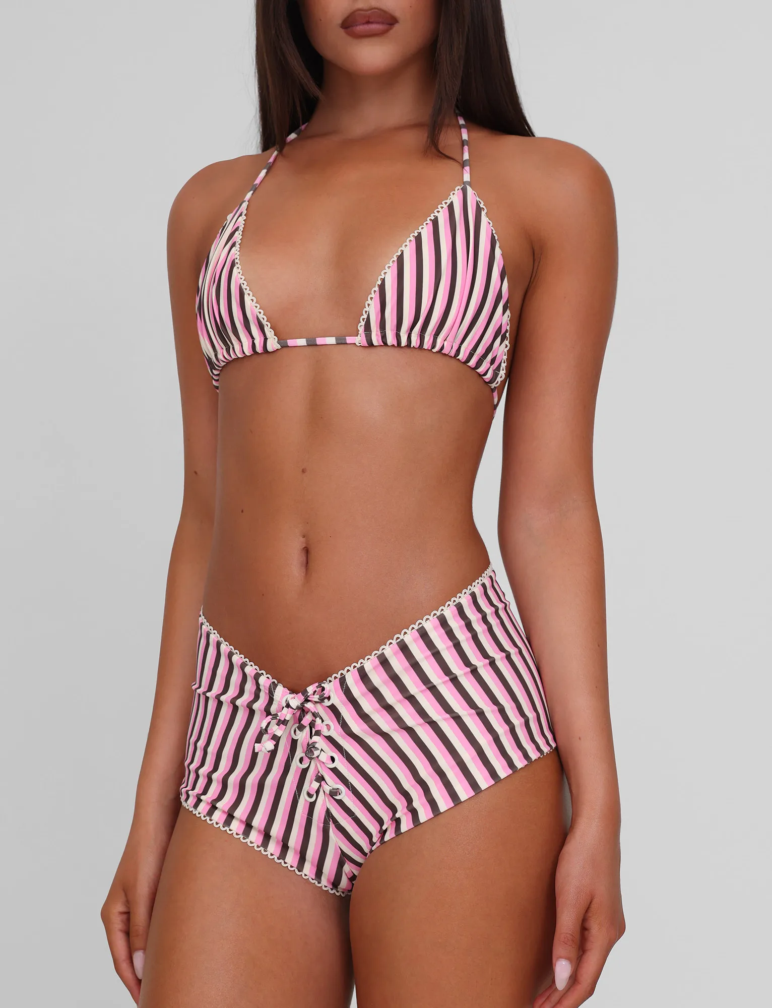 DAZZLE BIKINI TOP - STRIPE Sunny Vacation Reinforced Side Panels
