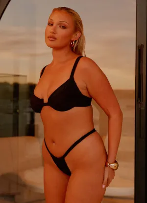 4 Way Stretch Compression Support System Airlie Balconette Bikini Top - Black