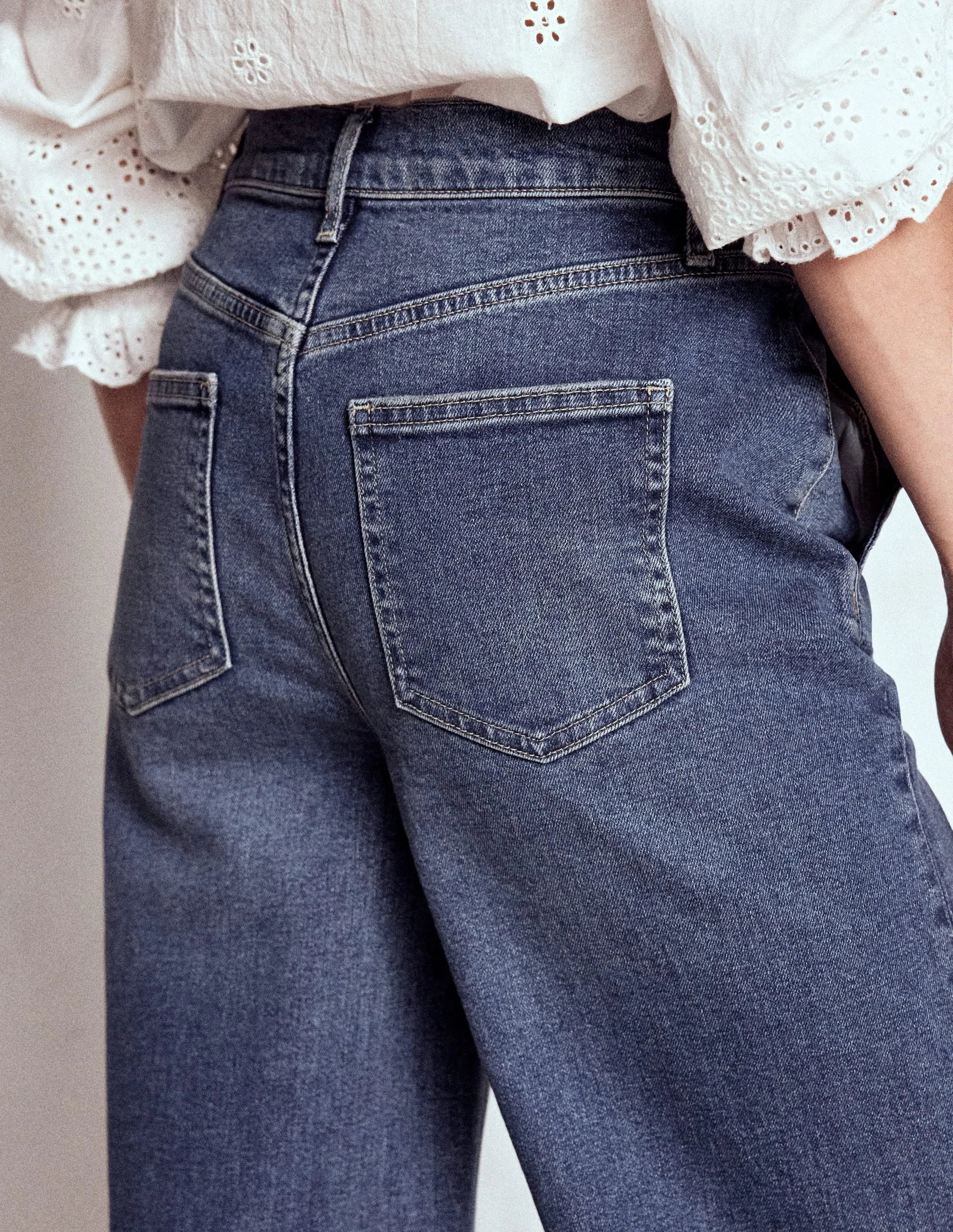 Formal Classic Wear Loose Eco Conscious Denim High Rise Clean Wide Jeans-Mid Vintage