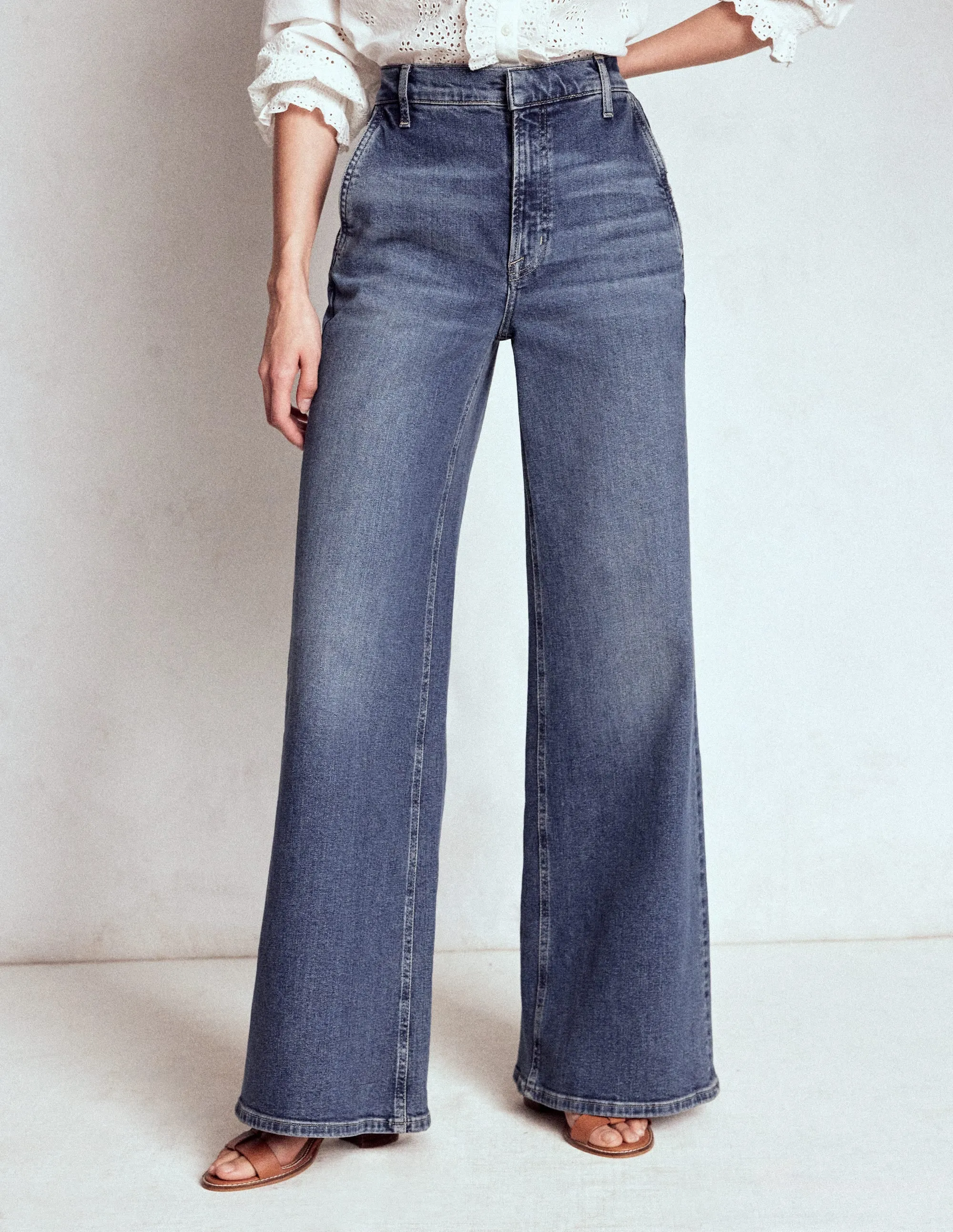 High Rise Clean Wide Jeans-Mid Vintage Smart Layer Basic Comfort
