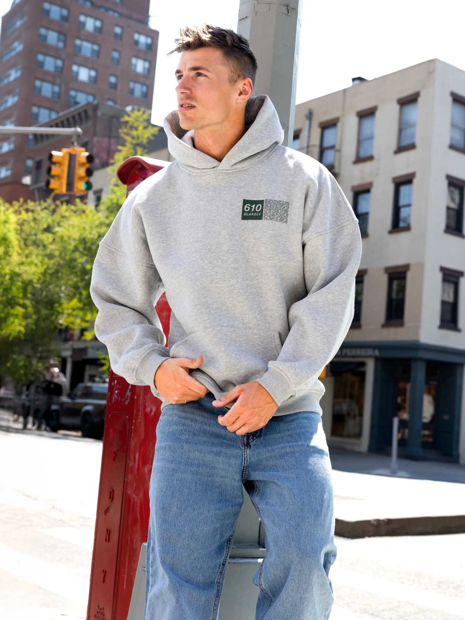 Tribeca 610 Relaxed Hoodie - Marl Grey Animal Print