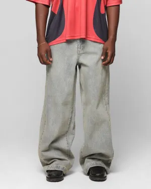 Trend Friendly Loiter Star Walker Wide Leg Jean Washed Blue