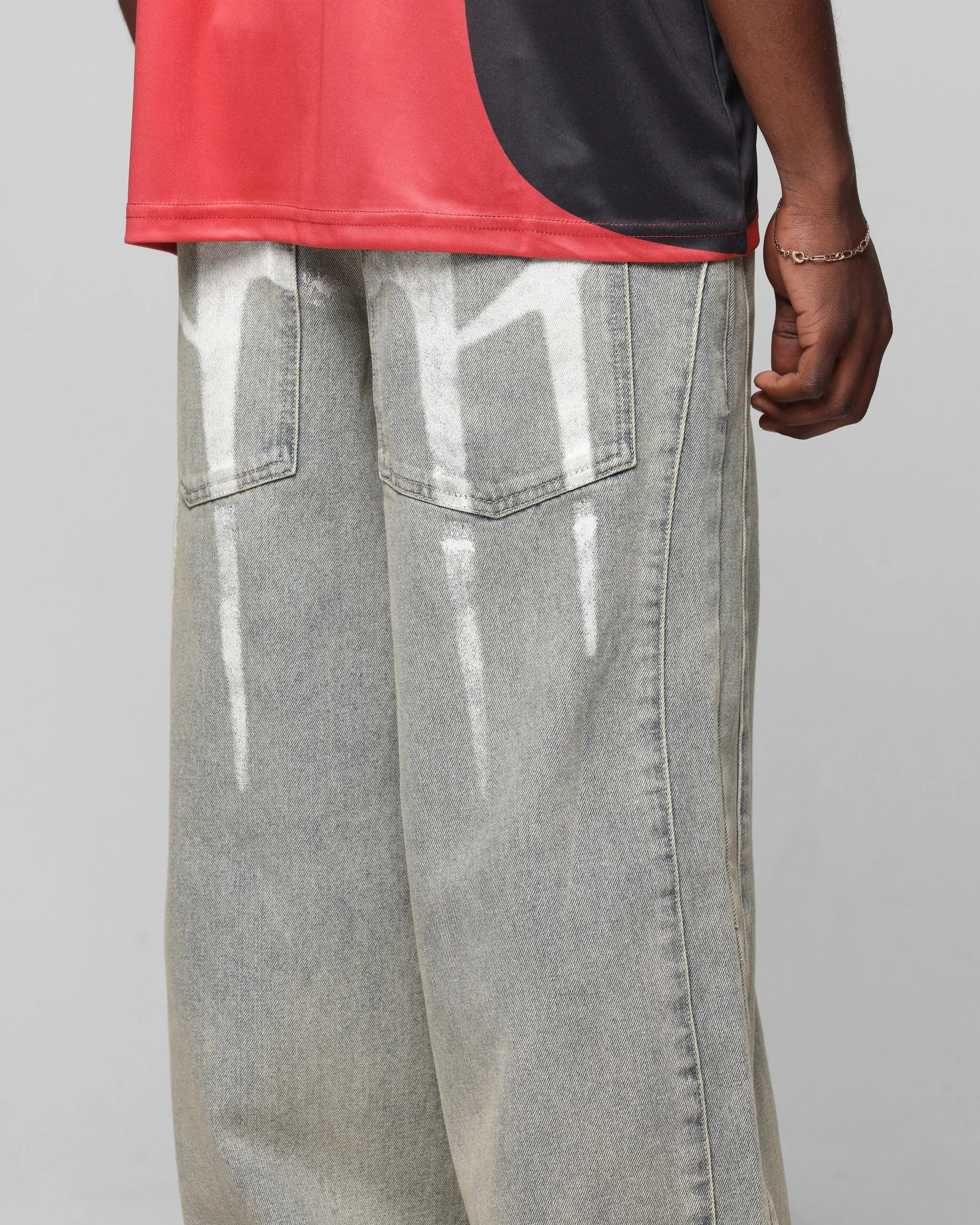 Clean Outfit Loiter Star Walker Wide Leg Jean Washed Blue
