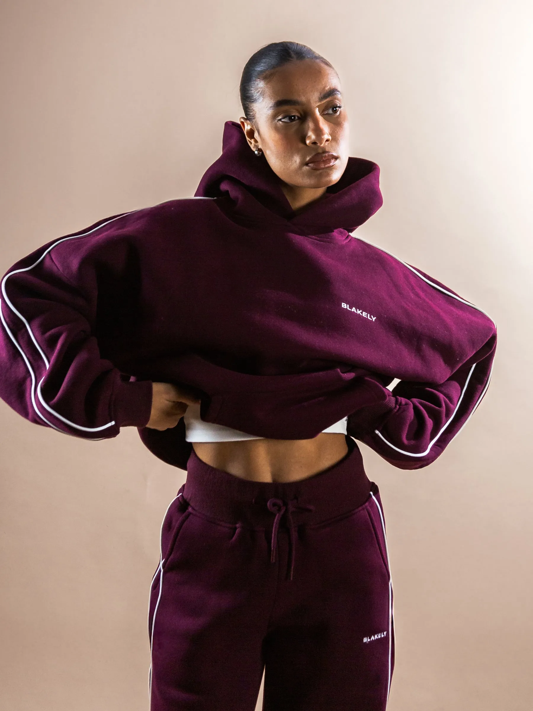 Stretch Blend Fabric Apex Pro Oversized Hoodie - Deep Burgundy