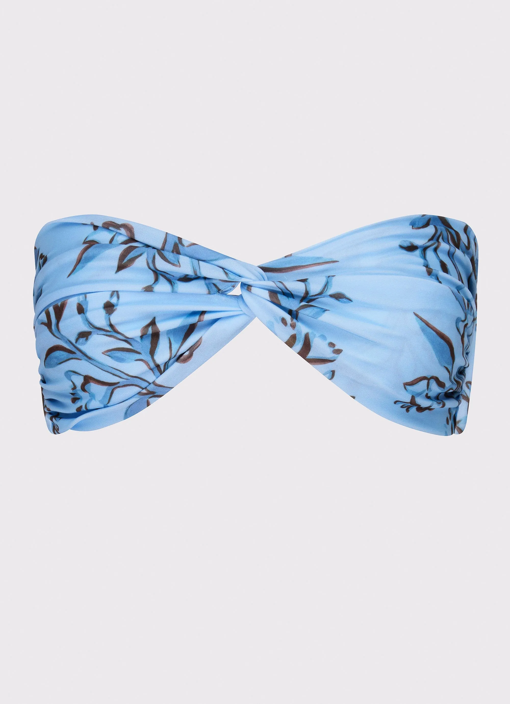 Delta Bandeau Bikini Top - Blue Floral Print Elastic Free Edging Summer essentials