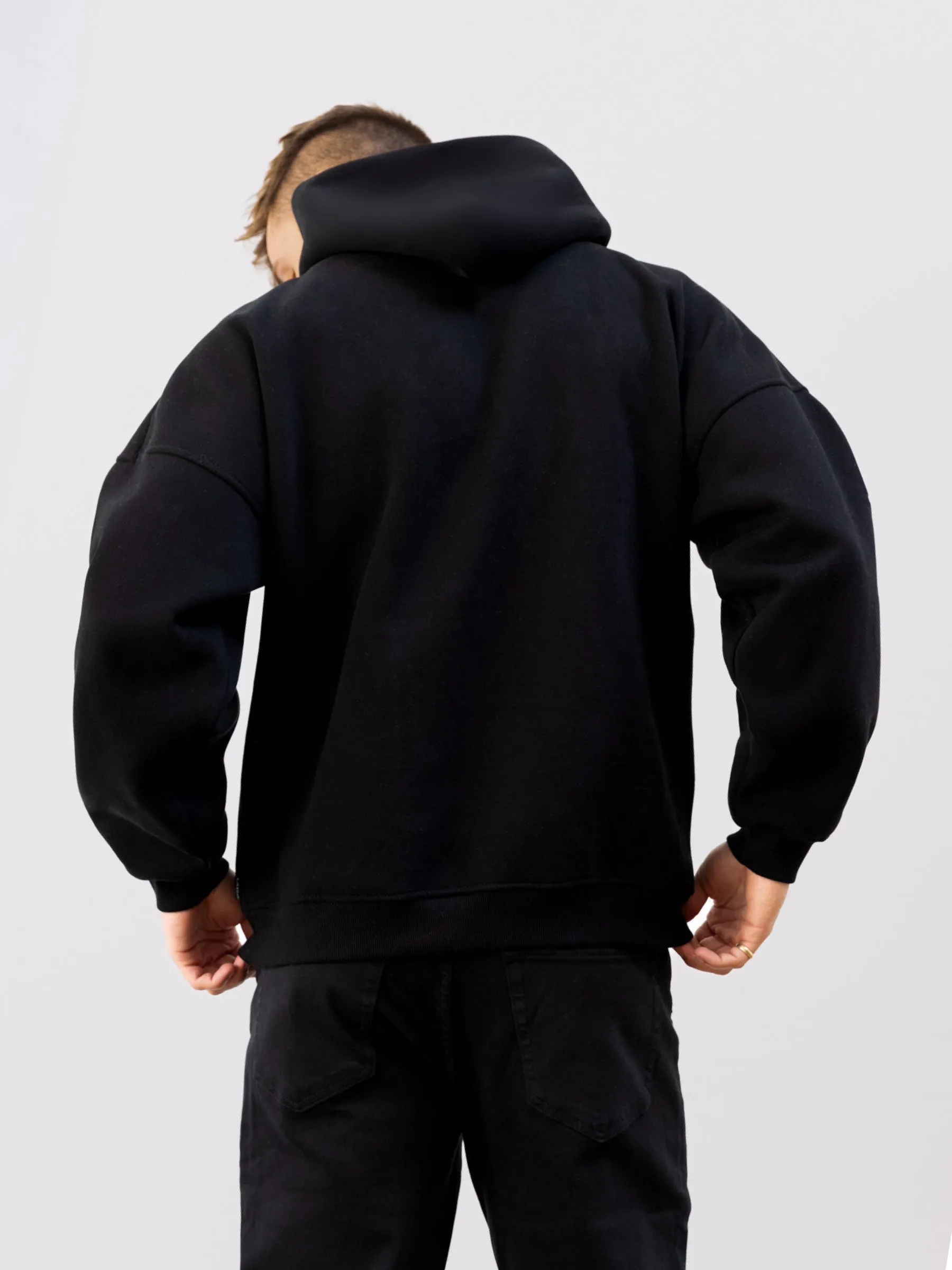 Legacy Relaxed Hoodie - Black Button front