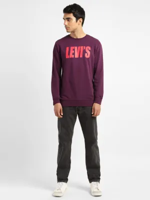 College Wear Men's Solid Purple Crew Neck Sweatshirt