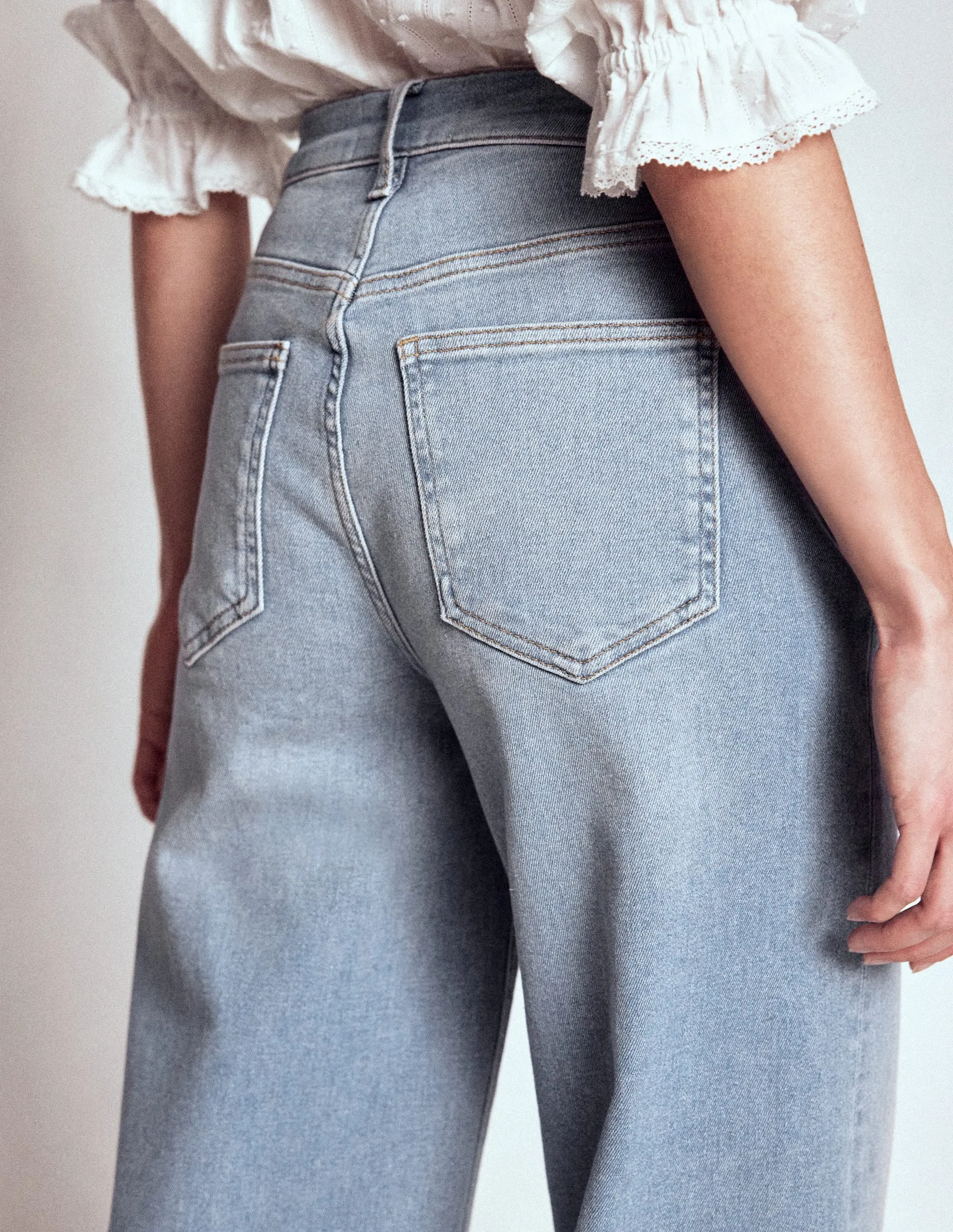 Wearable Piece Natural Fit High Rise Wide Leg Jeans-Light Vintage