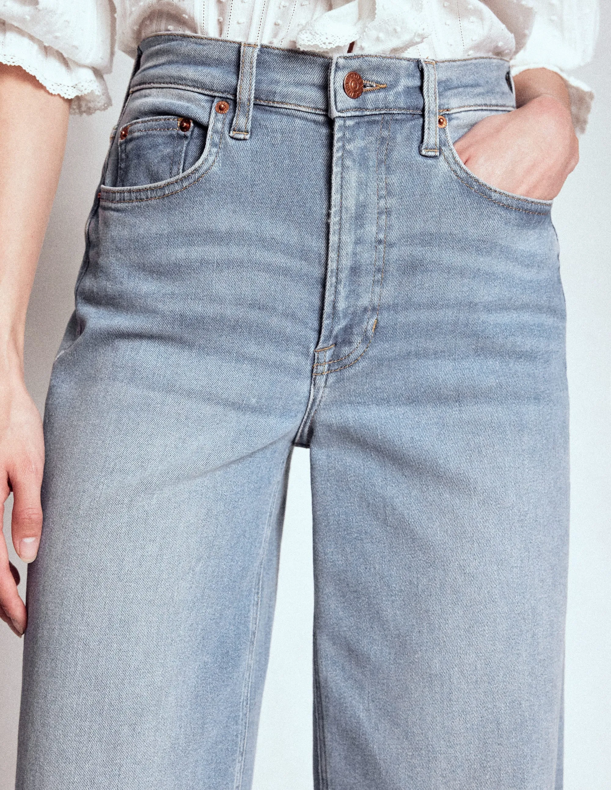 Traveler Gear Smart Casual High Rise Wide Leg Jeans-Light Vintage
