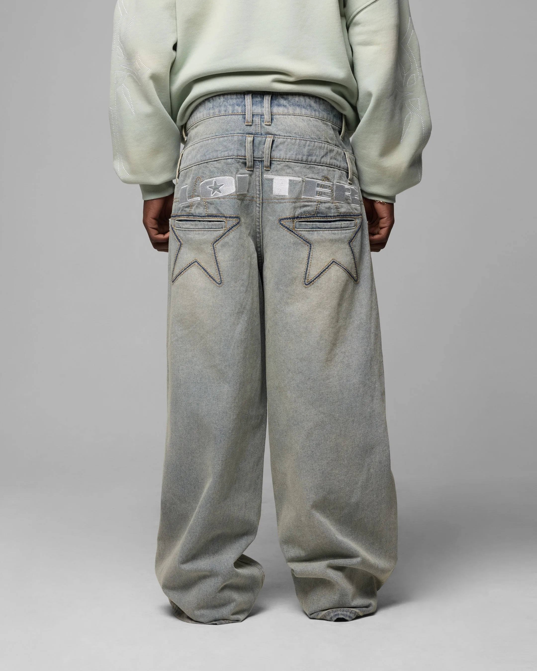 Loiter Star Layered Jeans Washed Blue Outdoor Enthusiast Sunny Vibes Teen Outfit Comfort Wear
