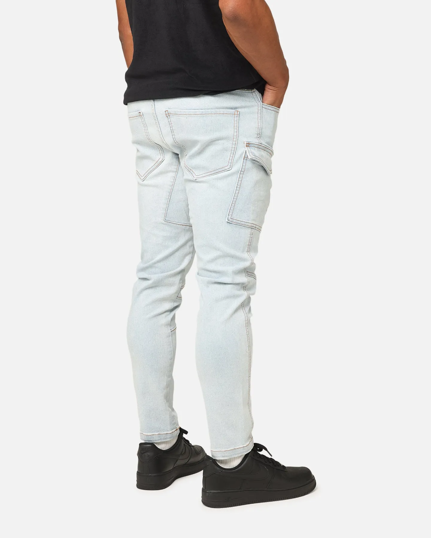 Saint Morta Skinny Cargo Jeans Vintage Blue Artist Vibe Work Meeting Casual