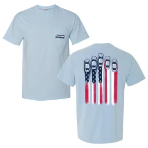 Striped Pattern Collared Barstool Sports Race Car Flag Tee