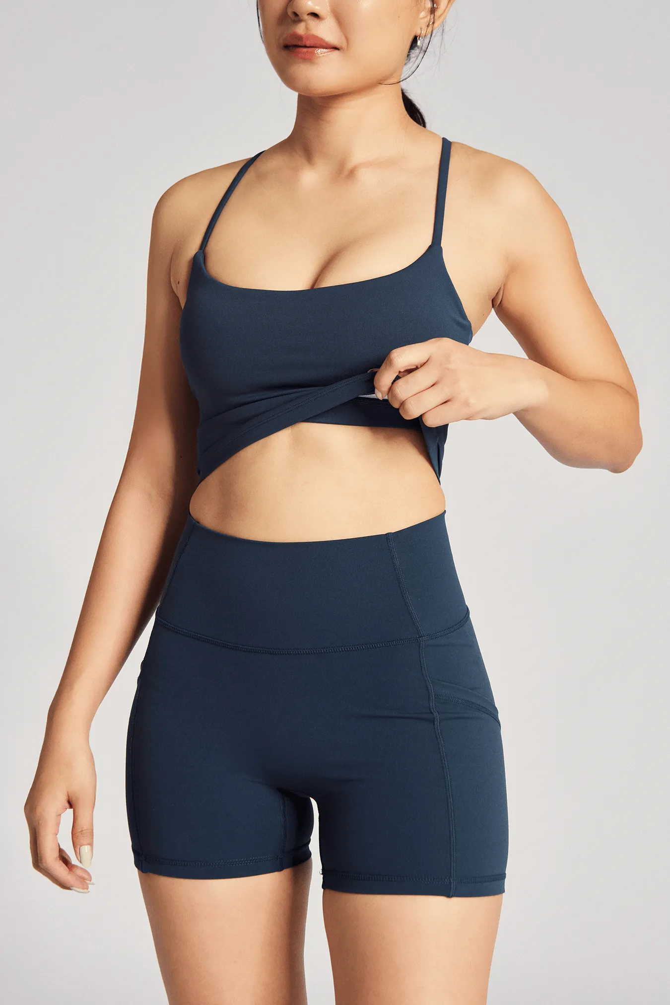 Elastic Fabric Indoor sports Wispy Longline Bra in Pine