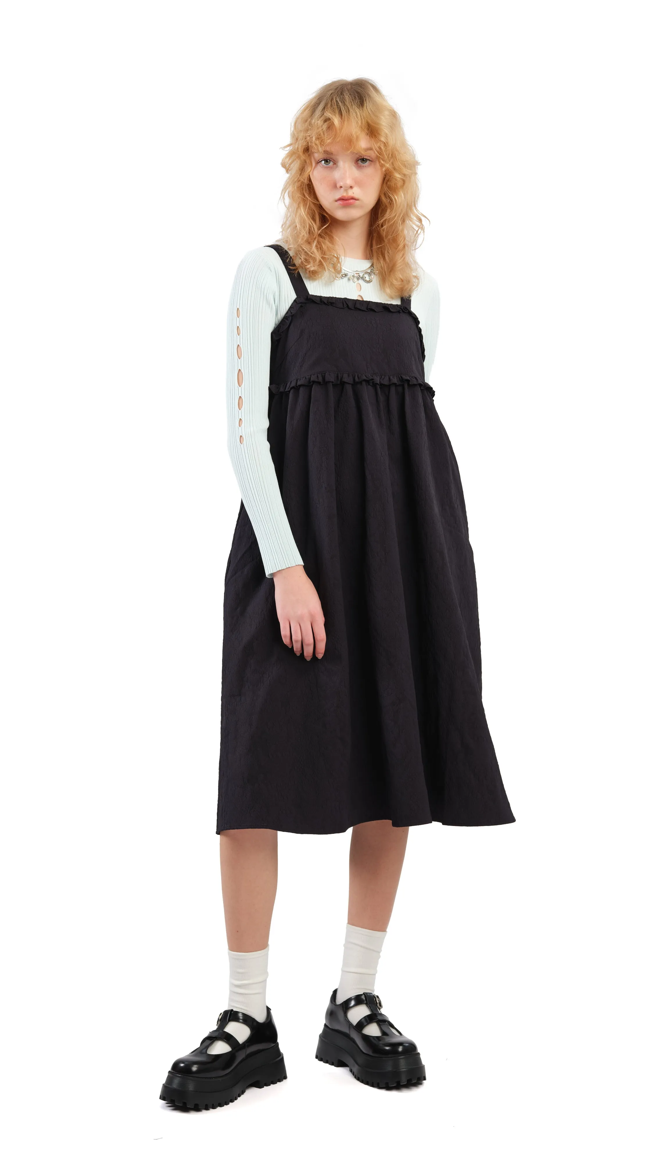 MachineWashable Pearl Tone Textural Tiered Dress
