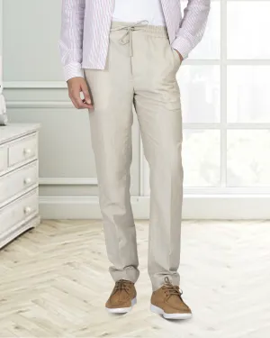 VBC: Ecru Wool-Linen Drawstring Pant Breathable activewear