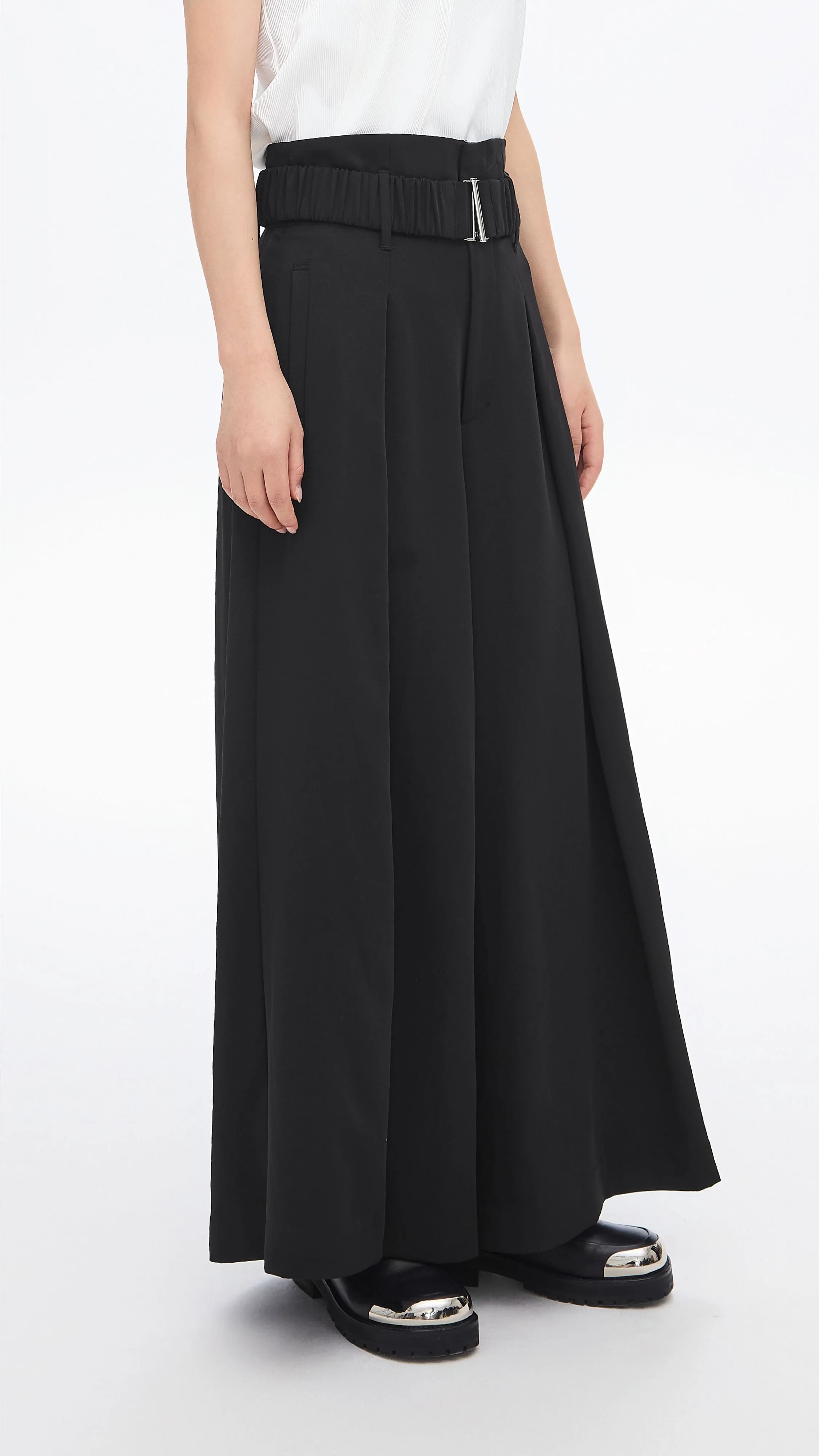 High Waist Wide Leg Pants Wind Block Bride Side