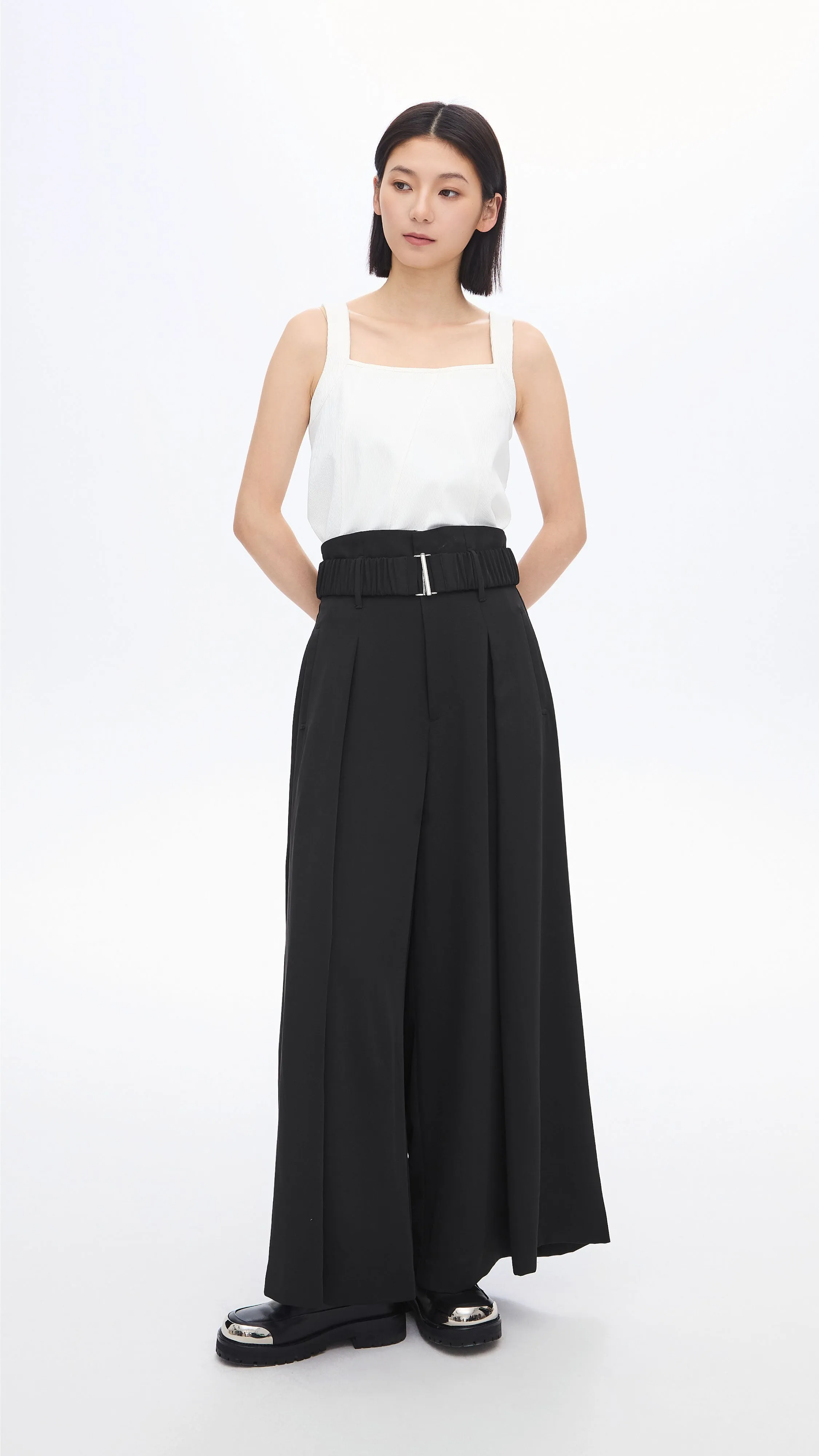 StaticResistantTextile High Waist Wide Leg Pants