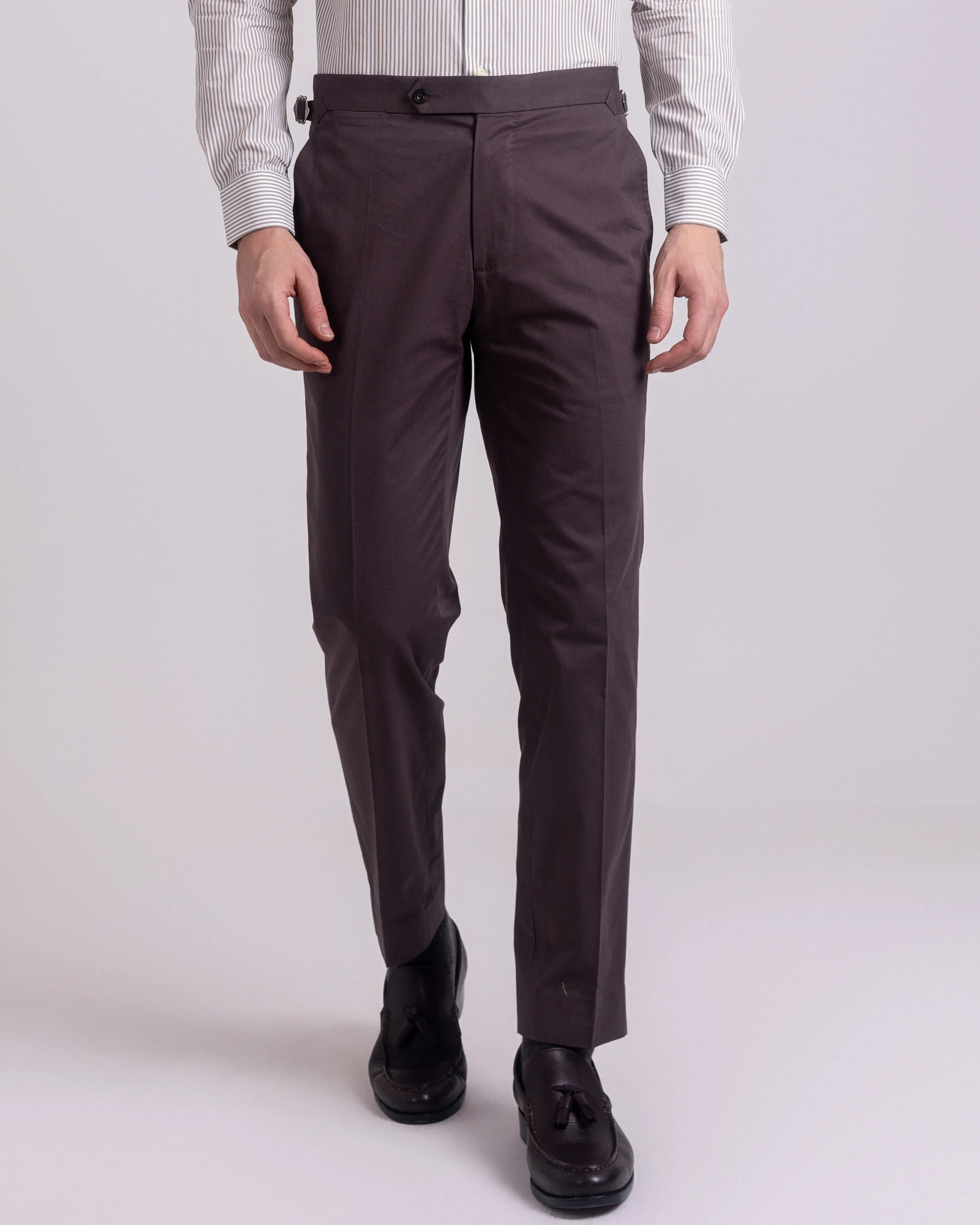 Sporty Comfort Fit Choco Brown Plain Dress Pant