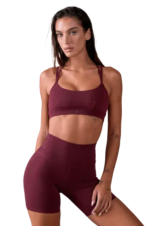 SPORTS BRA STRAPPY - Burgundy Thick straps seams Training Sessions