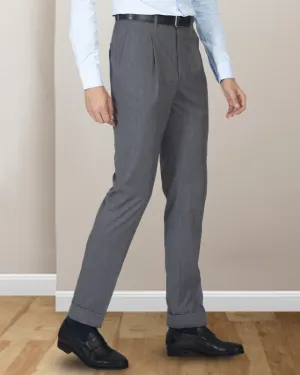 Secure Closures Structured Hemline EZS Washable Wool Pants: Plain Mid Grey