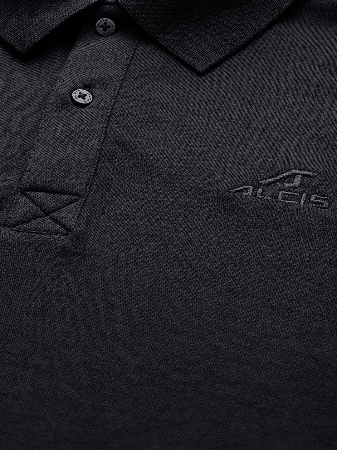 Alcis Men Black Solid Polo Collar T-shirt Lounge Wear Trendy Business