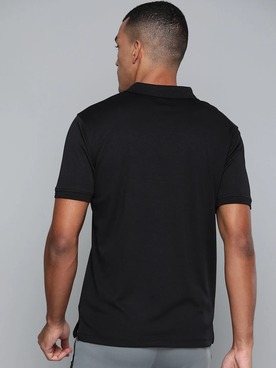 Soft Collar Construction Alcis Men Black Solid Polo Collar T-shirt