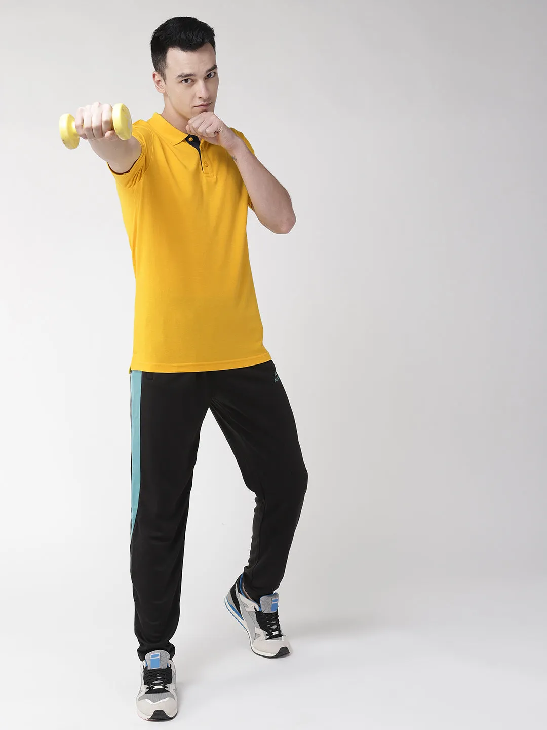 Athletic Fit Alcis Men Solid Yellow Tshirts
