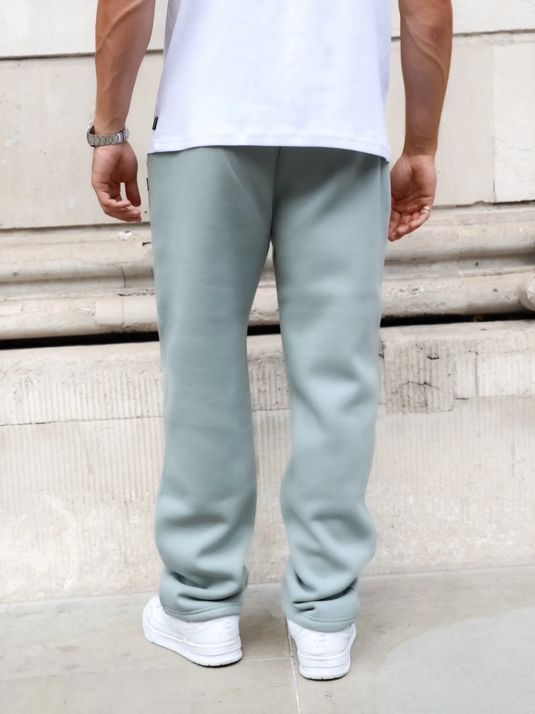 Street Active Erasable Logo Patch Arlo Wide Leg Sweatpants - Mineral Blue