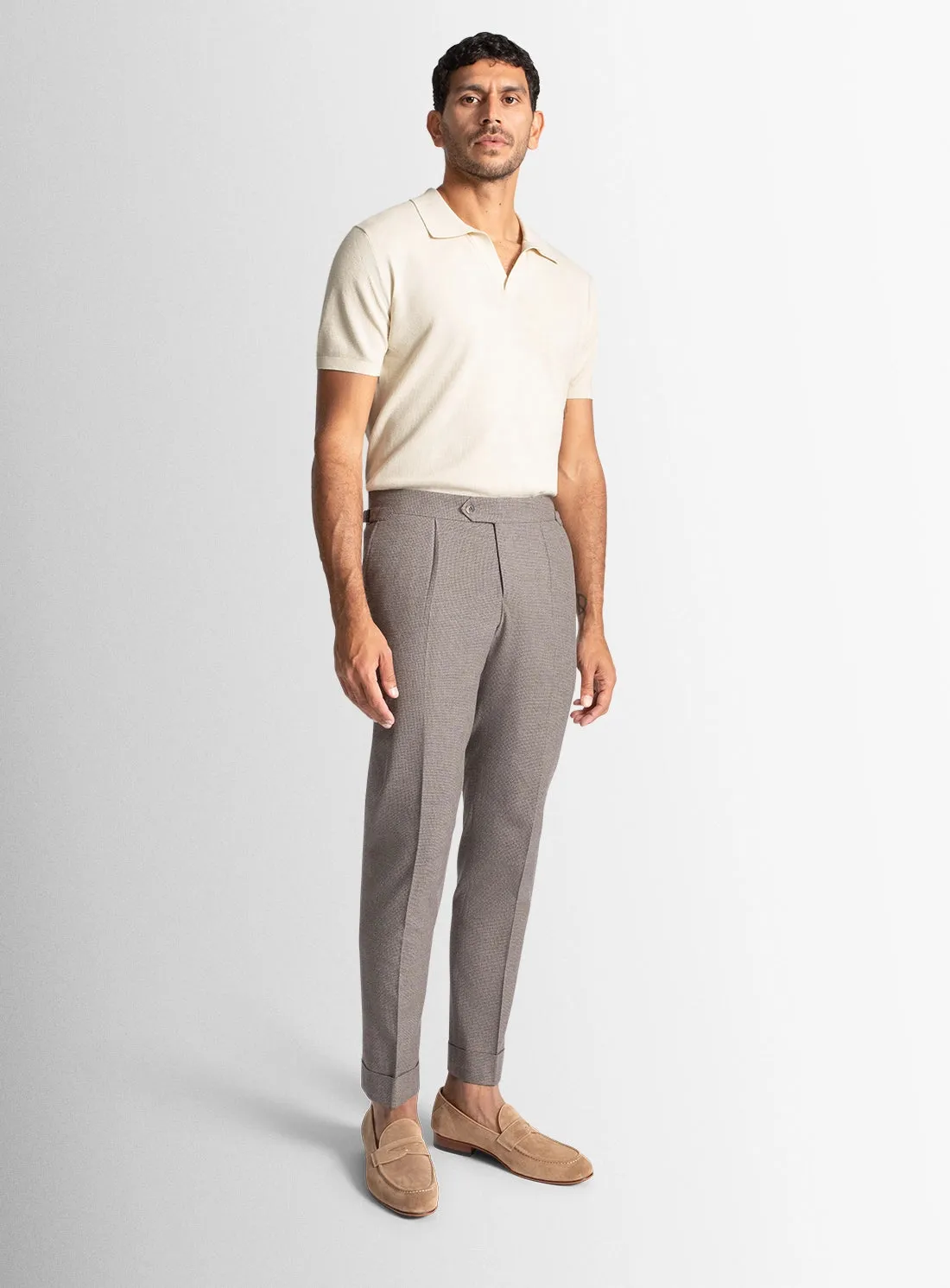 Sienna Puppytooth Chocolate Brown Trousers TearResistantMaterial