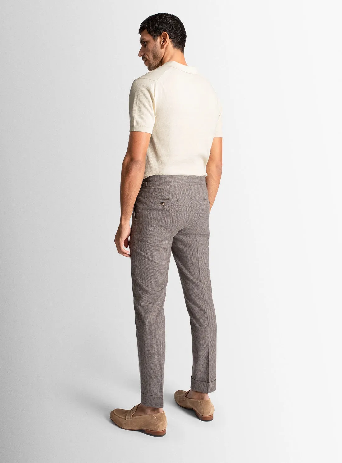 Sienna Puppytooth Chocolate Brown Trousers ResilientElasticBand