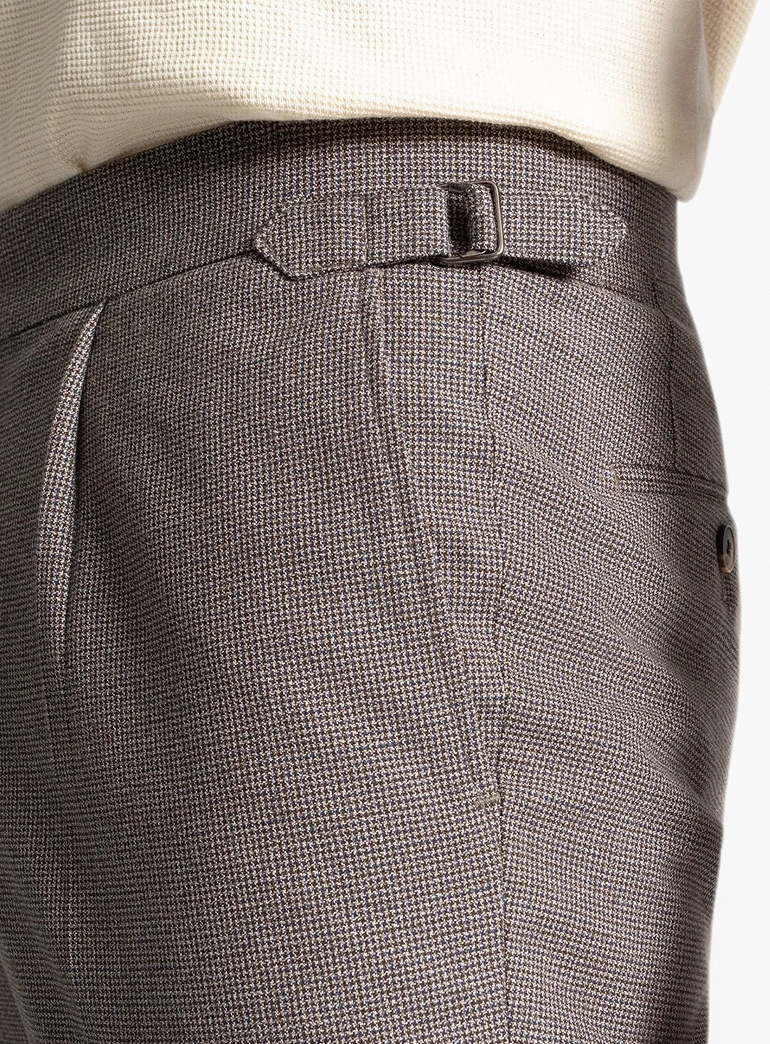 Flexible Gusset Design Sienna Puppytooth Chocolate Brown Trousers