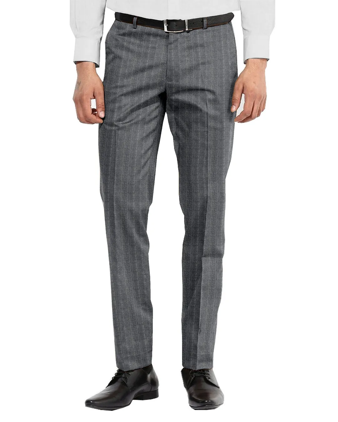 Machine washable VBC Granite Grey Striped Wool Pants