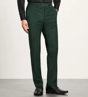 Seasonless wear Fast Move Modern Fit Dark Green Solid Suit Pant