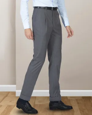 Flexible Ankle Cuffs Washable Wool Pants: Plain Mid Grey